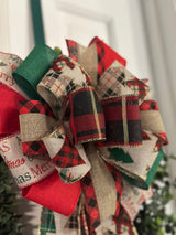 Plaid Trees Christmas Bow - Emerald's Avenue