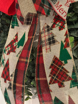 Plaid Trees Christmas Bow - Emerald's Avenue