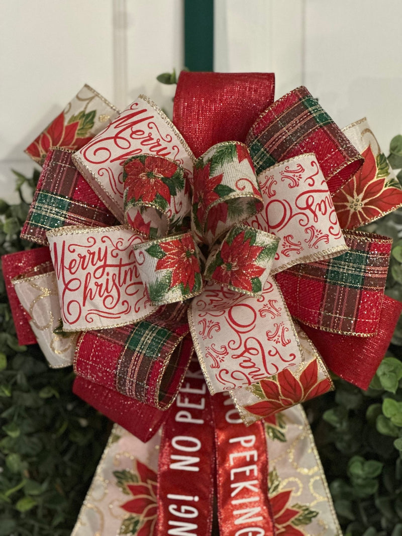 Poinsettias Christmas Bow - Emerald's Avenue