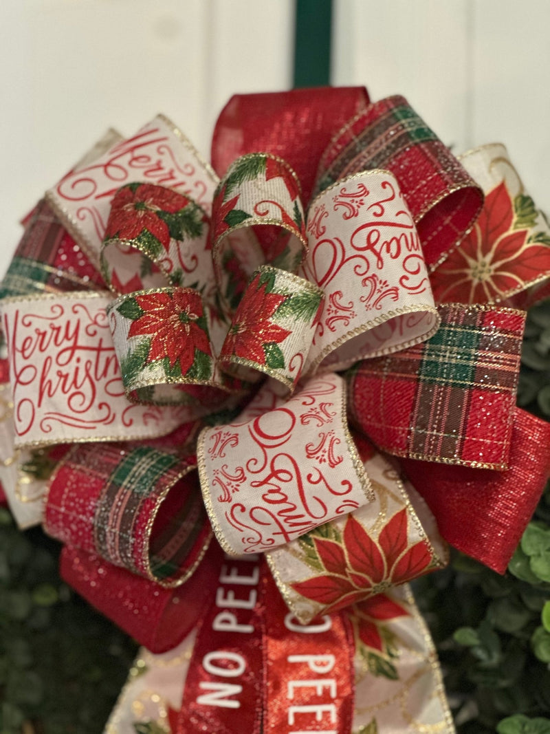 Poinsettias Christmas Bow - Emerald's Avenue