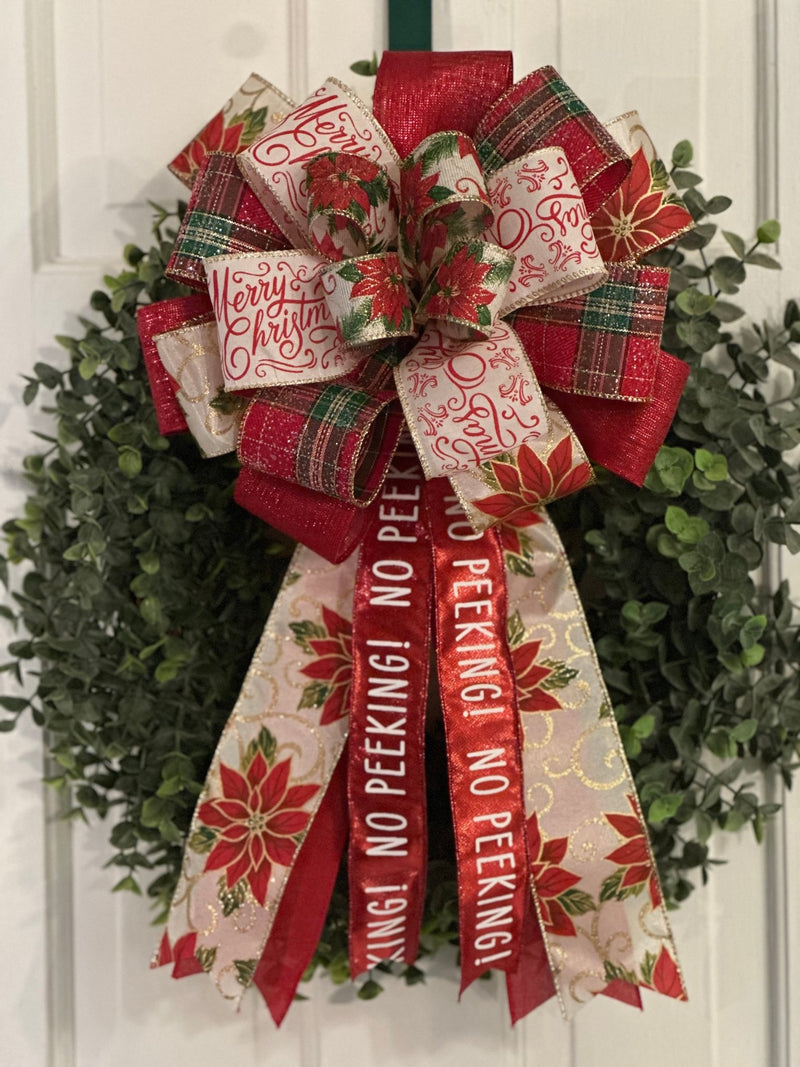 Poinsettias Christmas Bow - Emerald's Avenue