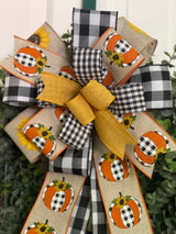 Pumpkins & Buffalo Plaid Bow - Emerald's Avenue