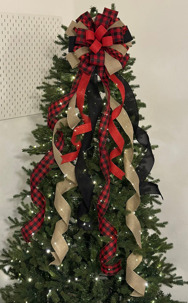 Red & Gold Tree Topper Bow - Emerald's Avenue