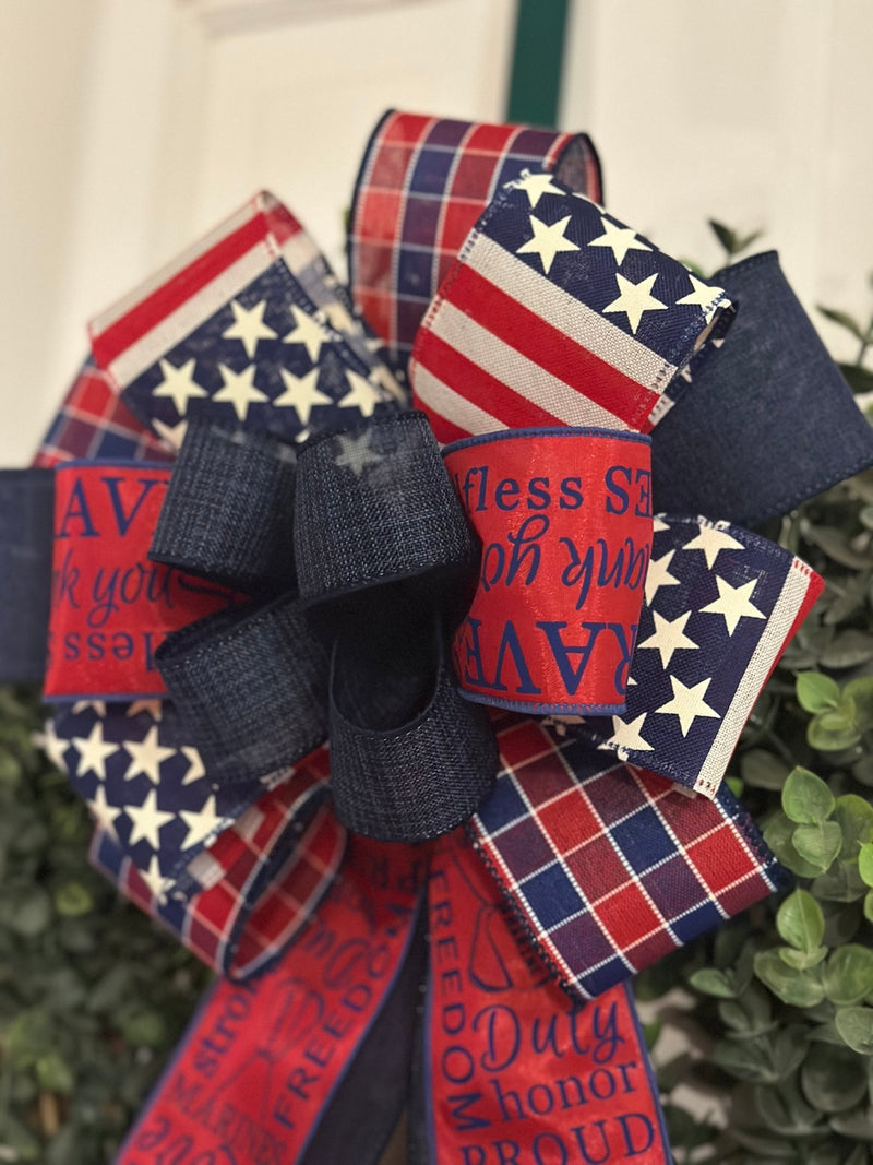 Red, White & Blue Marines Bow - Emerald's Avenue