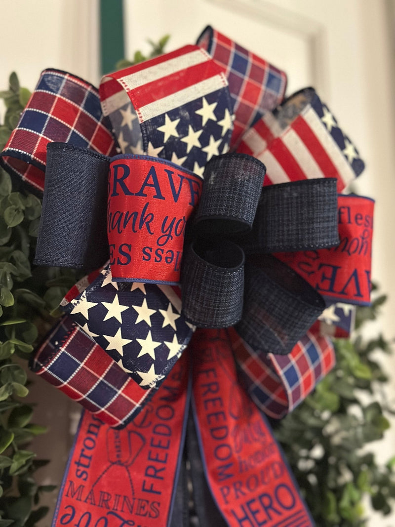 Red, White & Blue Marines Bow - Emerald's Avenue