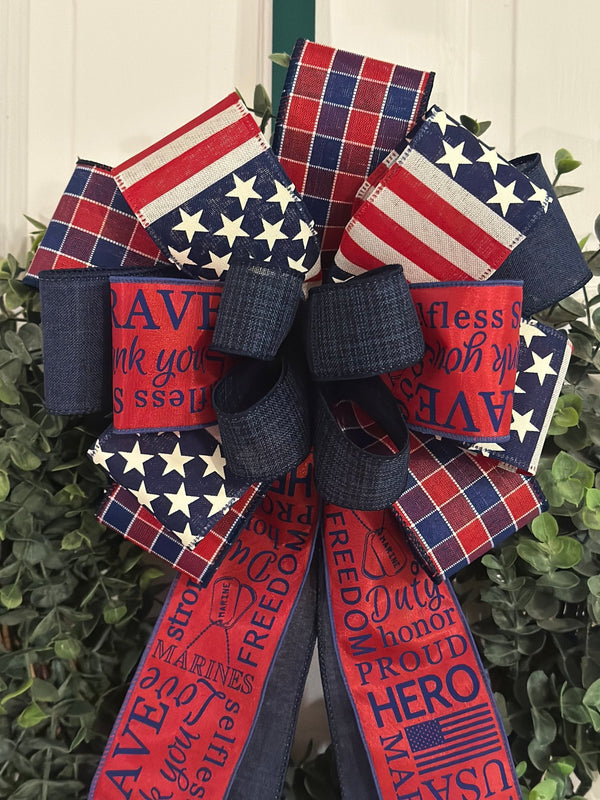 Red, White & Blue Marines Bow - Emerald's Avenue