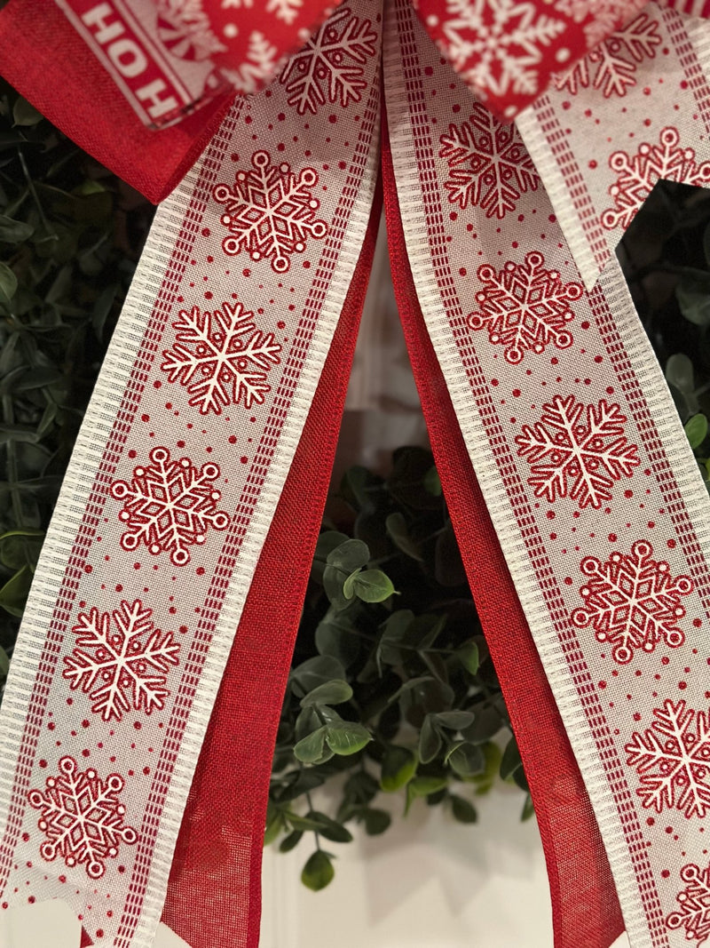 Red & White Christmas Bow - Emerald's Avenue