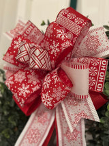 Red & White Christmas Bow - Emerald's Avenue