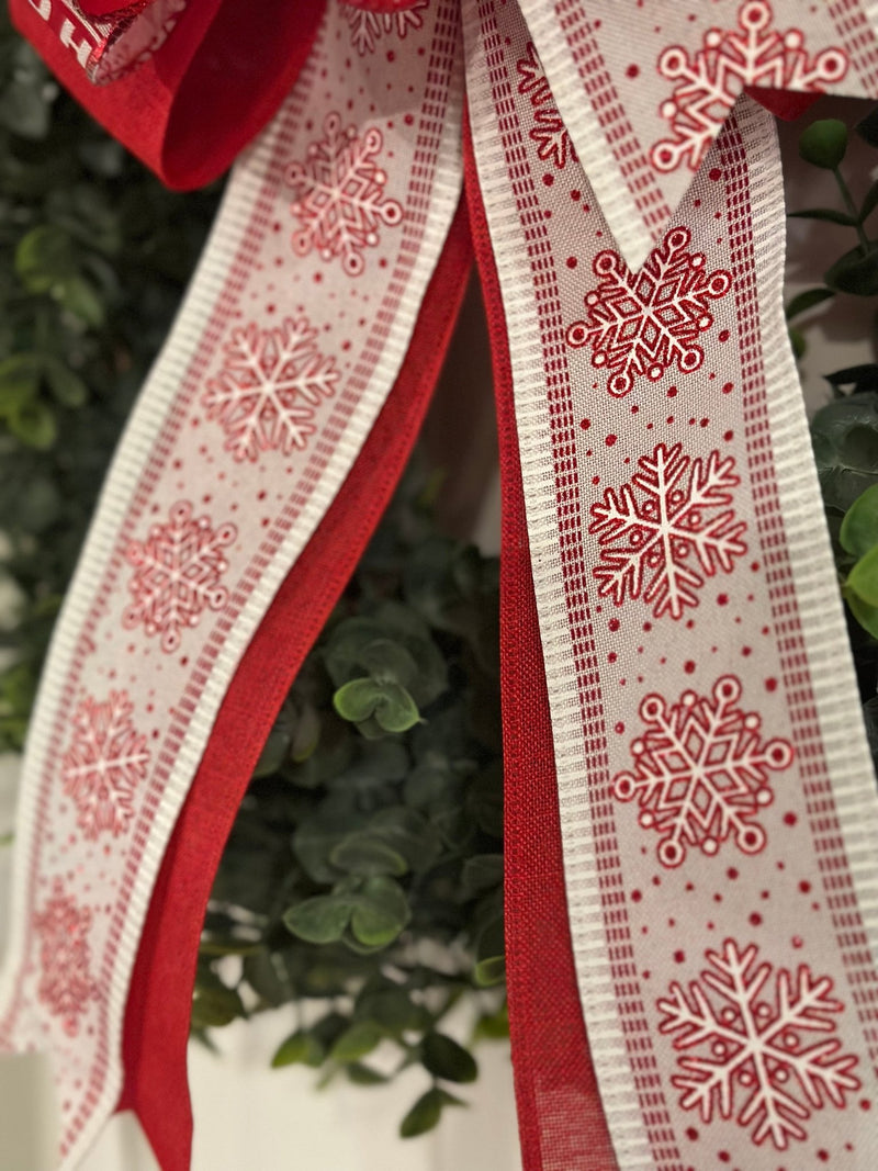 Red & White Christmas Bow - Emerald's Avenue