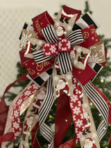 Santa Claus Christmas Tree Topper Bow - Emerald's Avenue