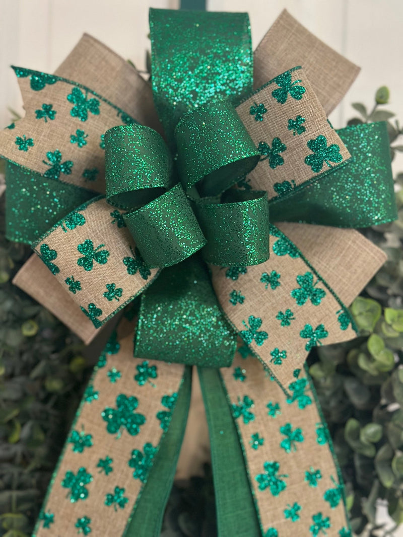 Shamrocks & Canvas St. Patrick's Day Bow - Emerald's Avenue