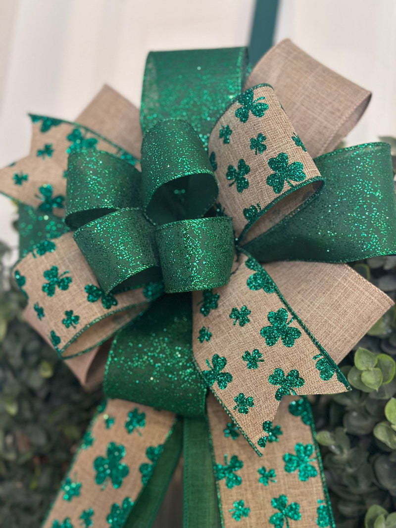 Shamrocks & Canvas St. Patrick's Day Bow - Emerald's Avenue