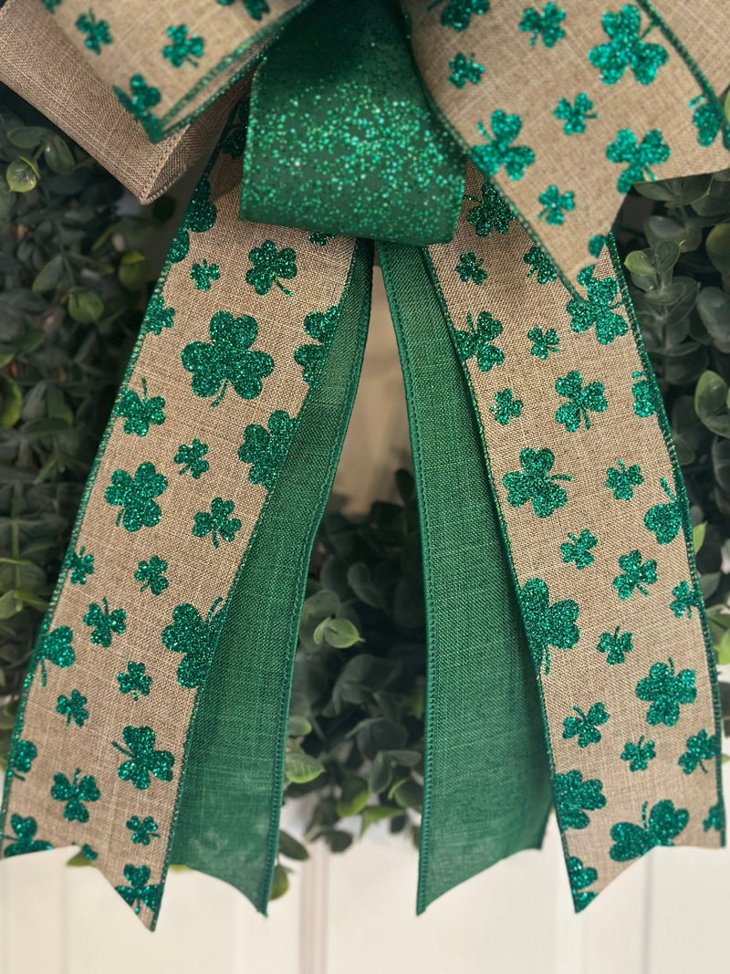 Shamrocks & Canvas St. Patrick's Day Bow - Emerald's Avenue