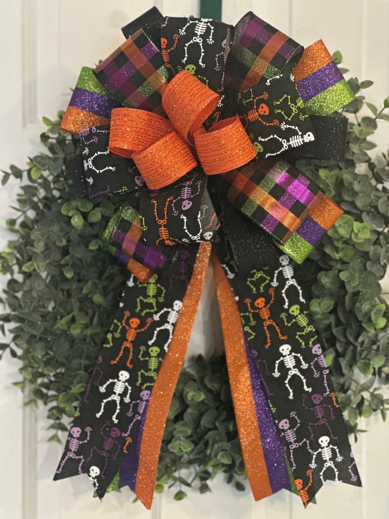 Skeletons Halloween Bow - Emerald's Avenue