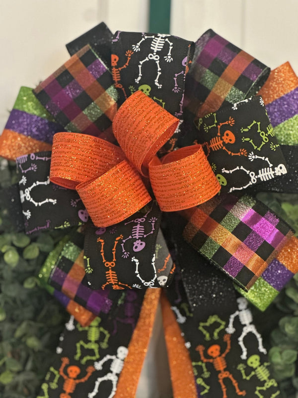 Skeletons Halloween Bow - Emerald's Avenue