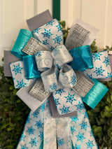 Snowflakes & Swirls Christmas Bow - Emerald's Avenue