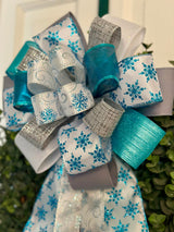 Snowflakes & Swirls Christmas Bow - Emerald's Avenue