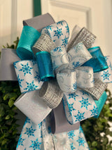 Snowflakes & Swirls Christmas Bow - Emerald's Avenue