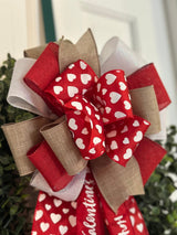 White Hearts Valentine's Day Bow - Emerald's Avenue