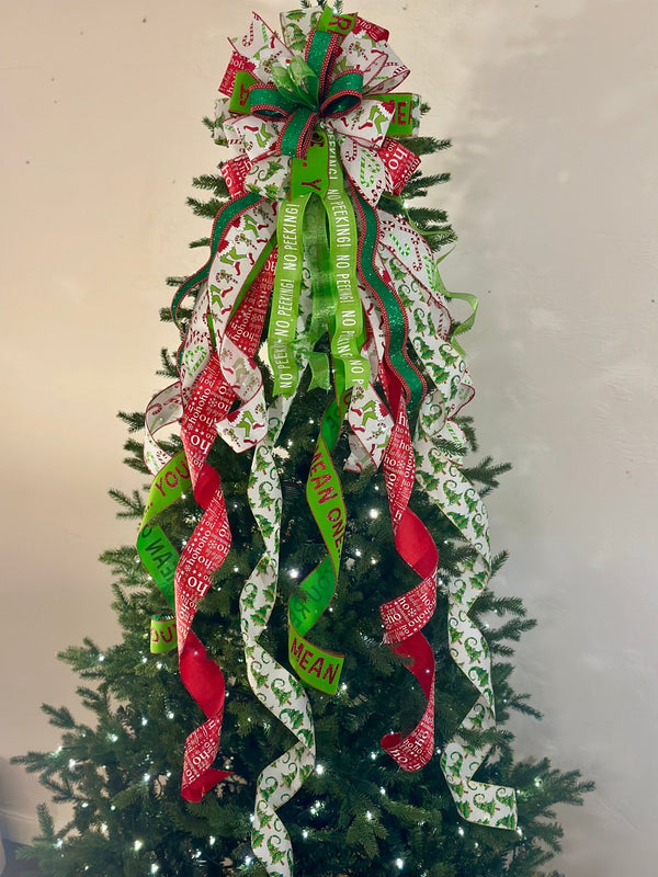 You're a Mean One, Monster Legs Christmas Tree Topper Bow - Emerald's Avenue