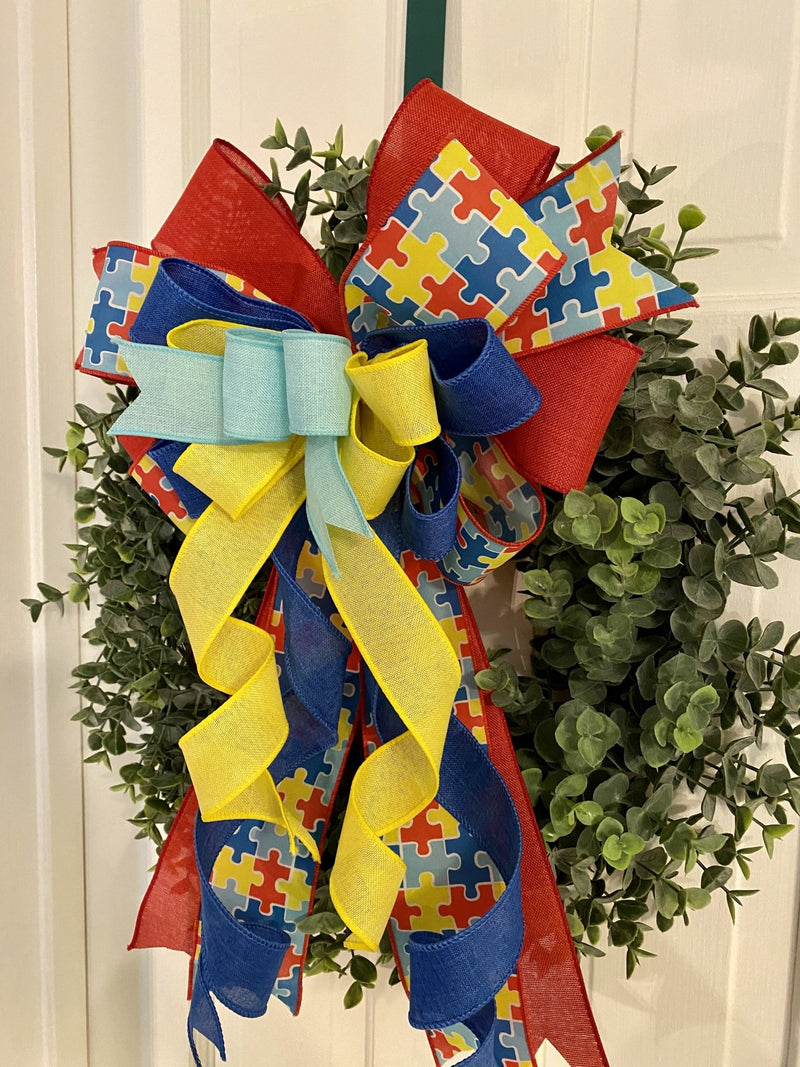 Autism Awareness Bow - Emerald's Avenue