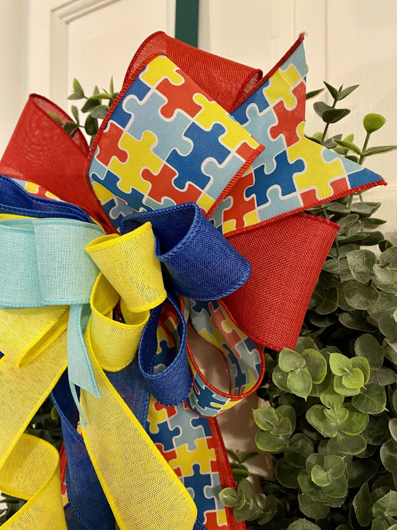 Autism Awareness Bow - Emerald's Avenue