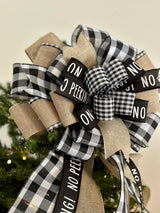 Black Buffalo Plaid No Peeking Christmas Tree Topper Bow - Emerald's Avenue