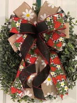 Black & Red Strawberries Bow - Emerald's Avenue