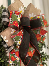 Black & Red Strawberries Bow - Emerald's Avenue