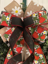 Black & Red Strawberries Bow - Emerald's Avenue