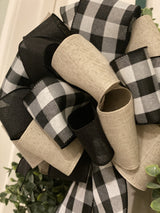 Black & White Buffalo Plaid Bow - Emerald's Avenue