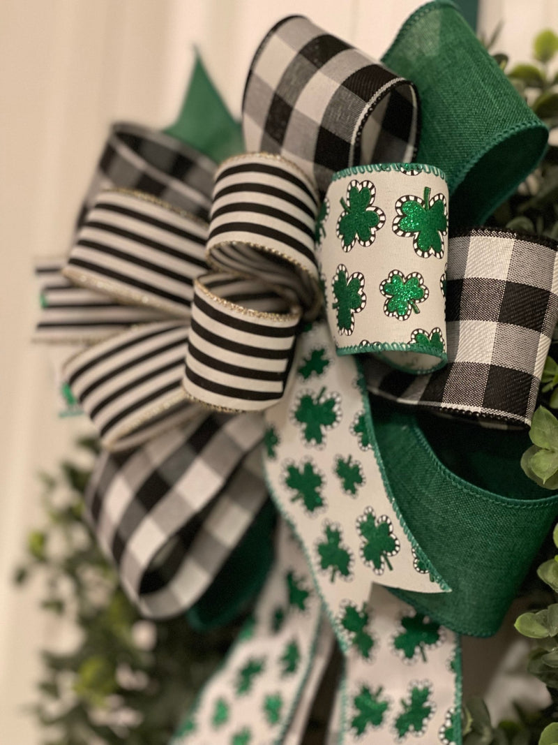 St. Patricks Day Ribbon Flower Bouquet Gift Wrapping Bow Ribbon Packing Supplies for DIY Sewing Craft Green, Size: 5