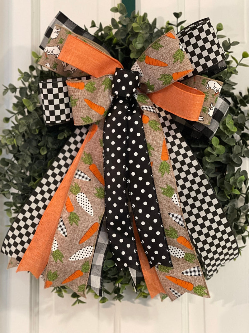 Black, White & Orange Easter Bow - Emerald's Avenue