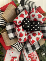 Black, White, Red & Pink Valentine's Day Bow - Emerald's Avenue