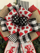 Black, White, Red & Pink Valentine's Day Bow - Emerald's Avenue