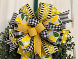 Black & Yellow Farmhouse Style Lemons Bow - Emerald's Avenue