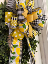 Black & Yellow Farmhouse Style Lemons Bow - Emerald's Avenue