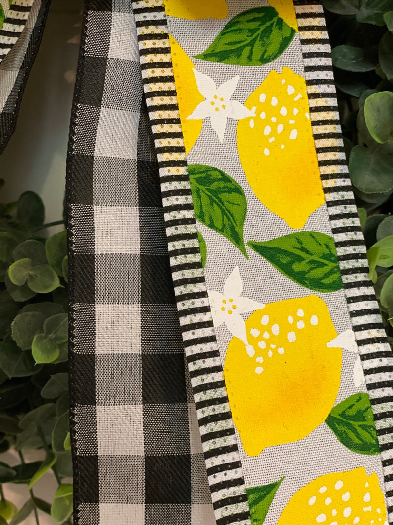 Black & Yellow Farmhouse Style Lemons Bow - Emerald's Avenue