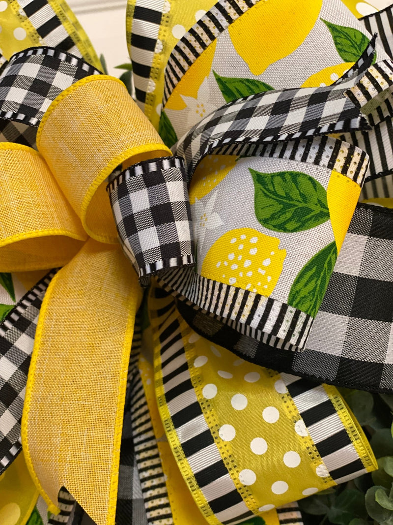 Black & Yellow Farmhouse Style Lemons Bow - Emerald's Avenue