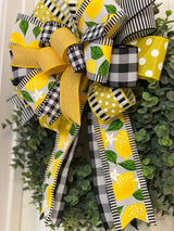 Black & Yellow Farmhouse Style Lemons Bow - Emerald's Avenue