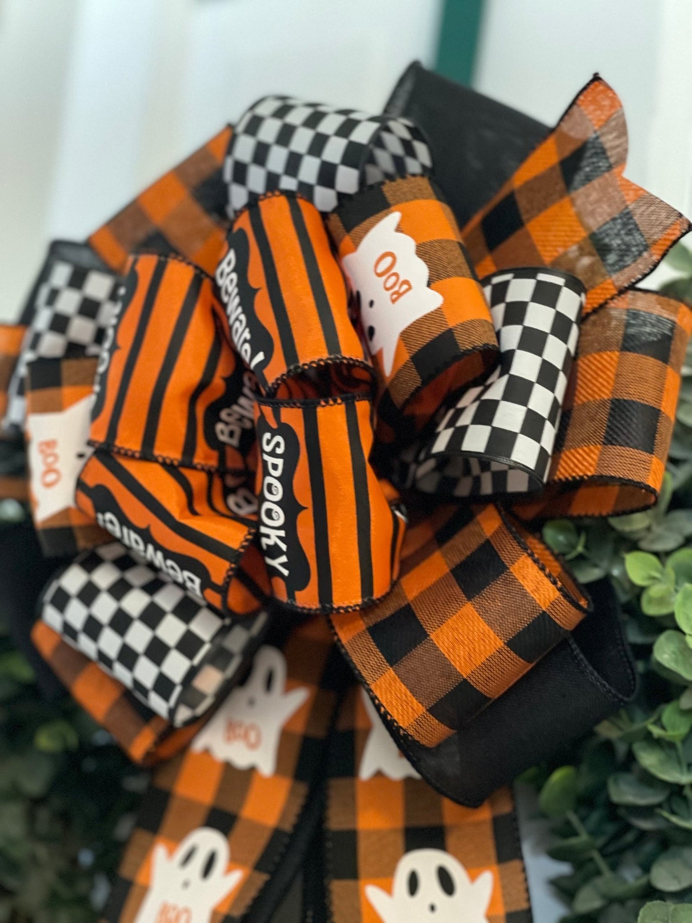 Spooky Checkered Print Bow Spooky Checkered Print Bow