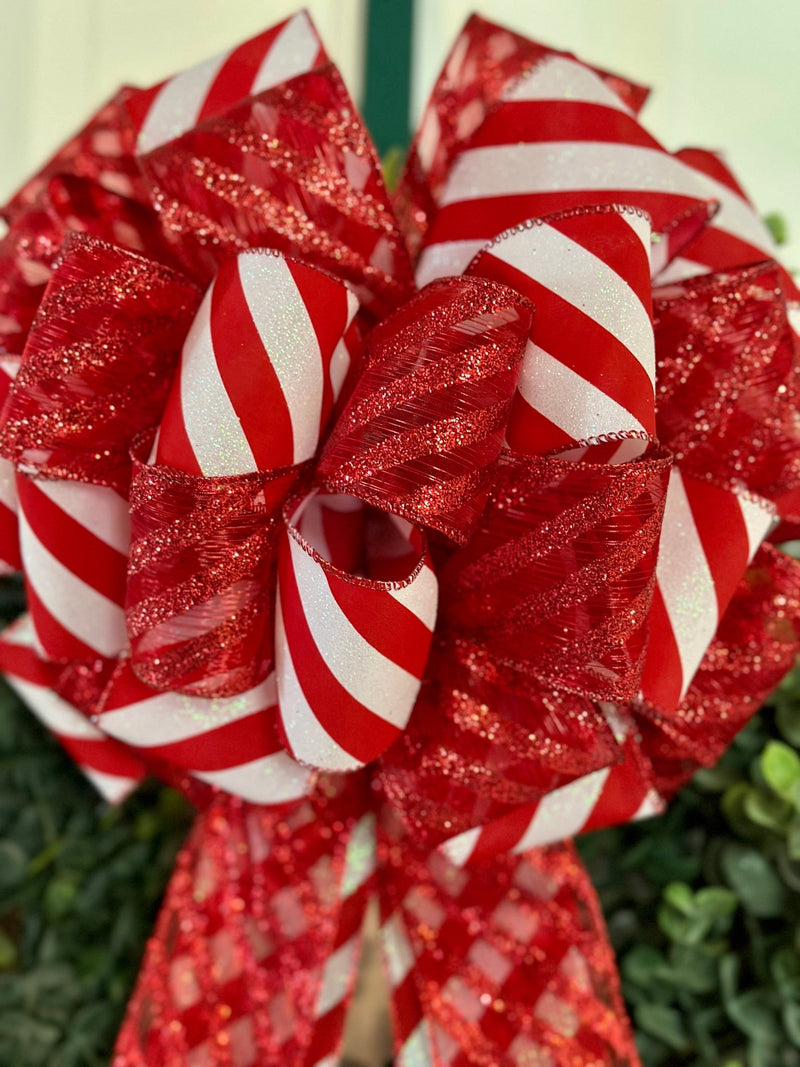 Candy Cane Lane Christmas Bow - Emerald's Avenue