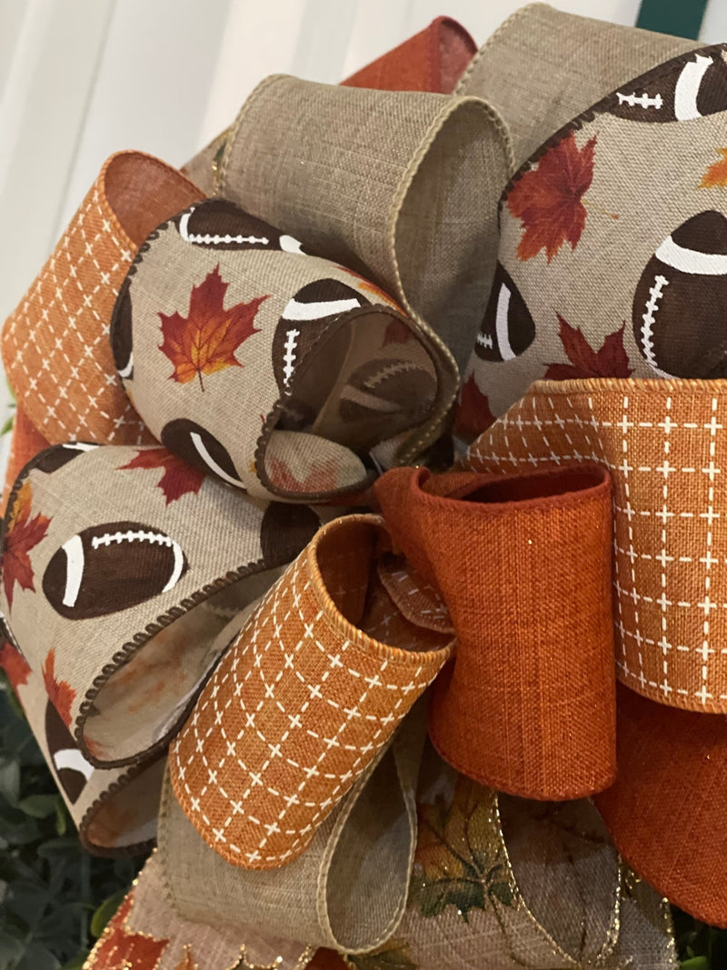 Fall is for Football & Leaves Bow - Emerald's Avenue