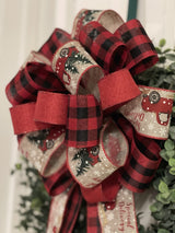 Farmhouse Buffalo Plaid Christmas Bow w/ Vintage Trucks - Emerald's Avenue