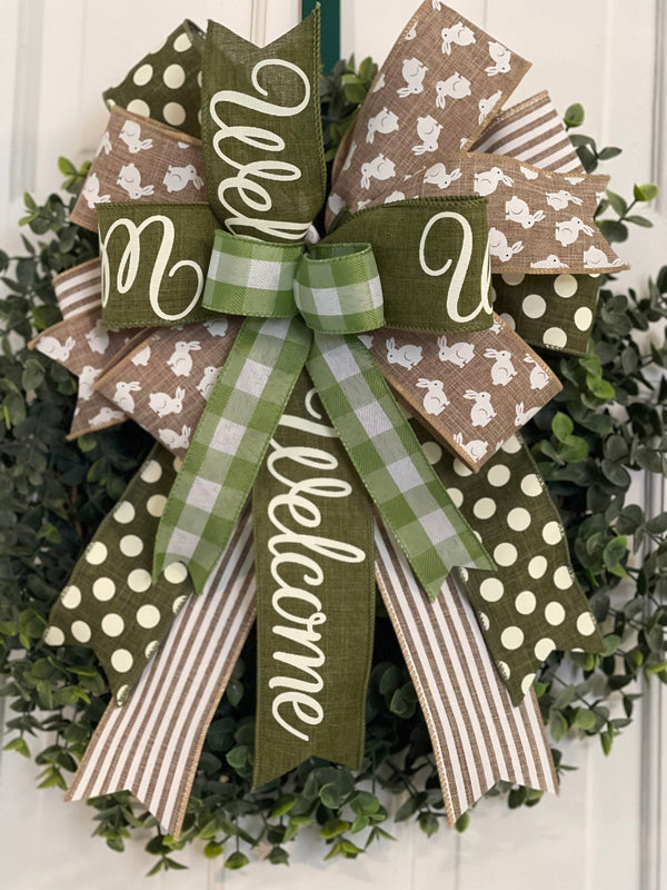 Farmhouse Welcome Easter Bow - Emerald's Avenue