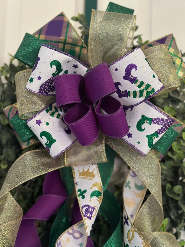 Fat Tuesday Mardi Gras Bow - Emerald's Avenue