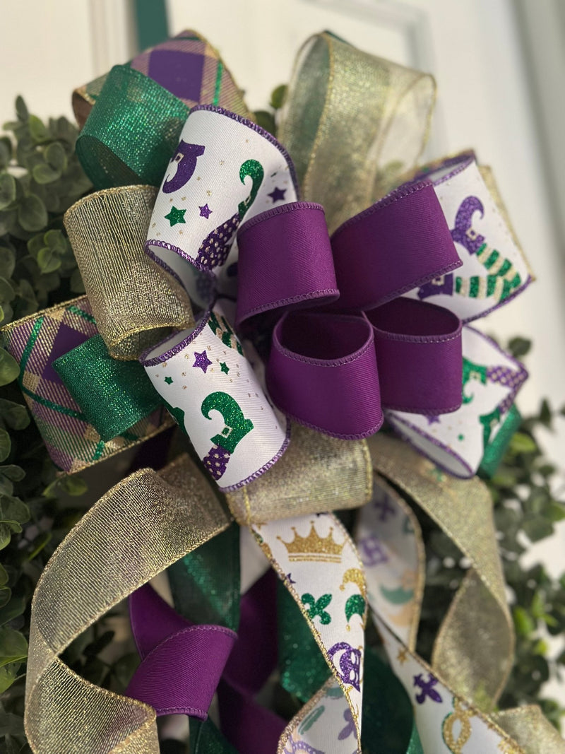 Fat Tuesday Mardi Gras Bow - Emerald's Avenue