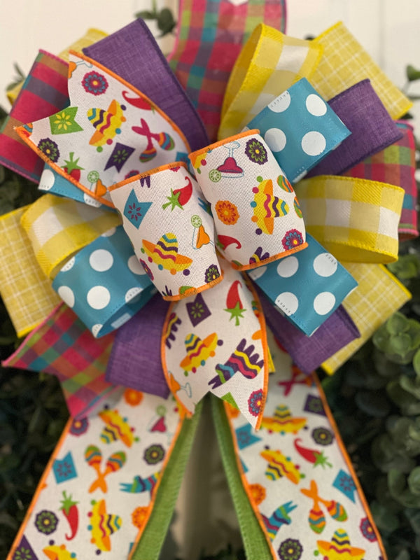 Fiesta Birthday Bow - Emerald's Avenue