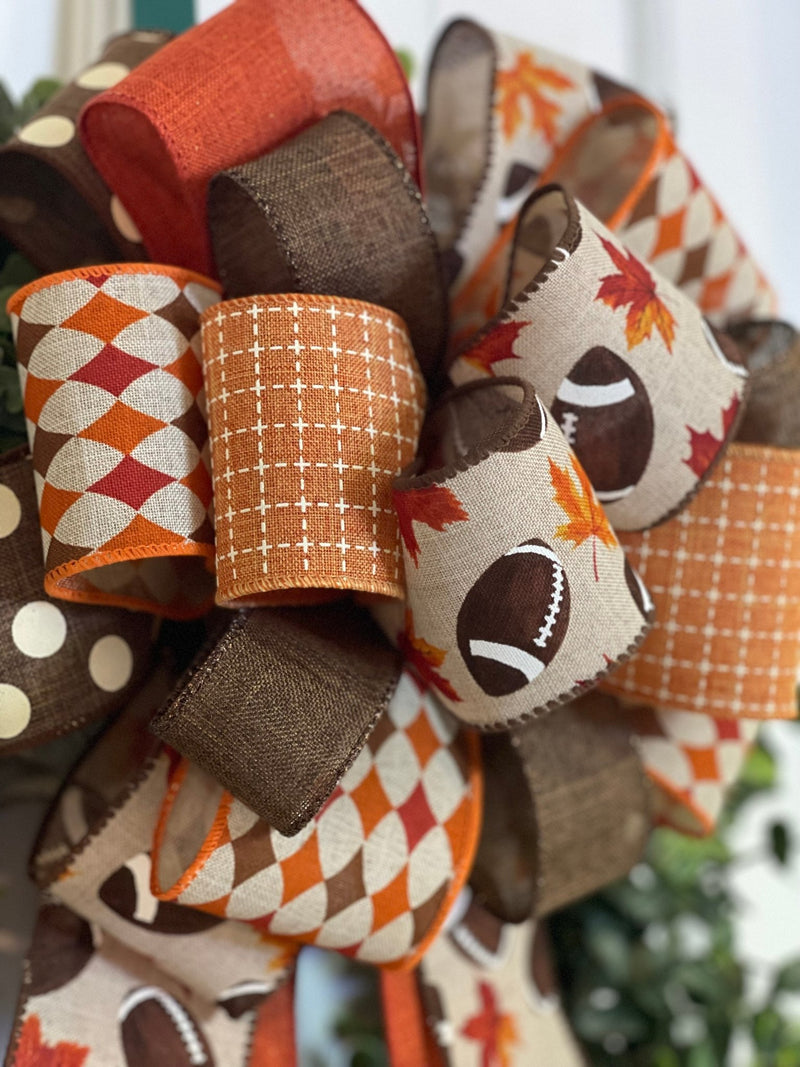 Football, Diamonds & Polka Dots Fall Bow - Emerald's Avenue