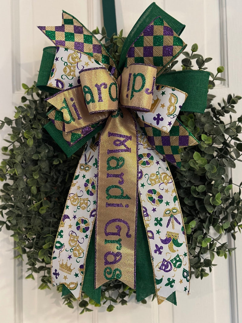 Gold Mardi Gras Bow - Emerald's Avenue